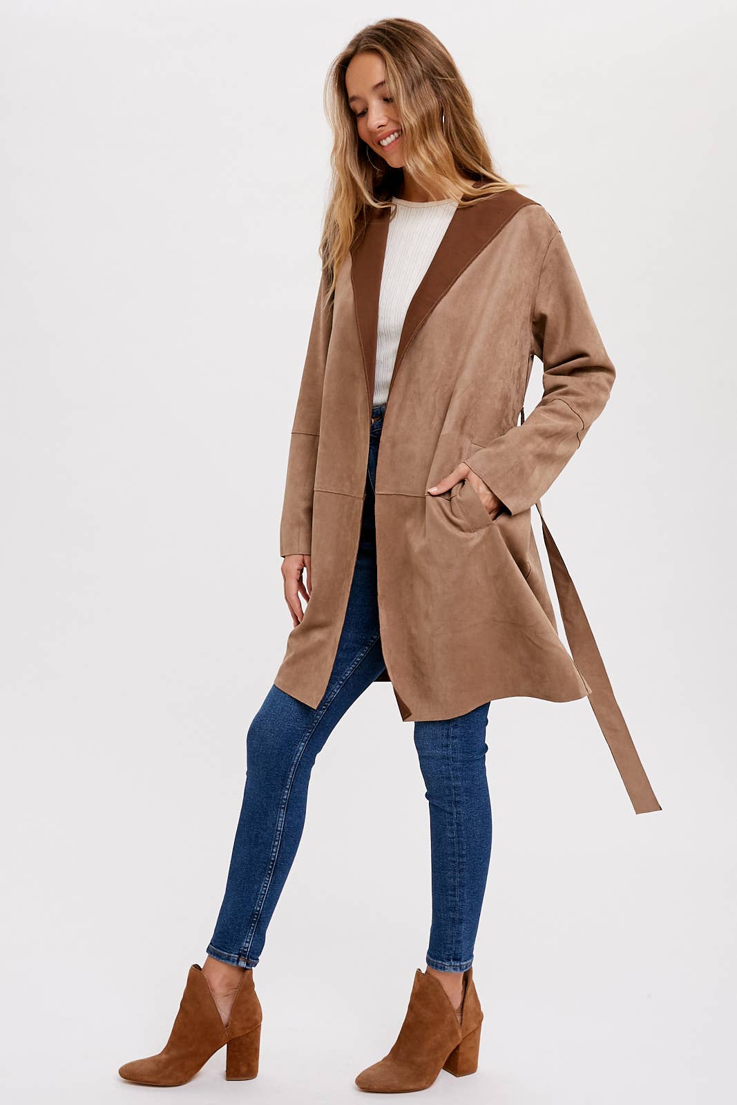 Suede-like Hooded Jacket in Coco