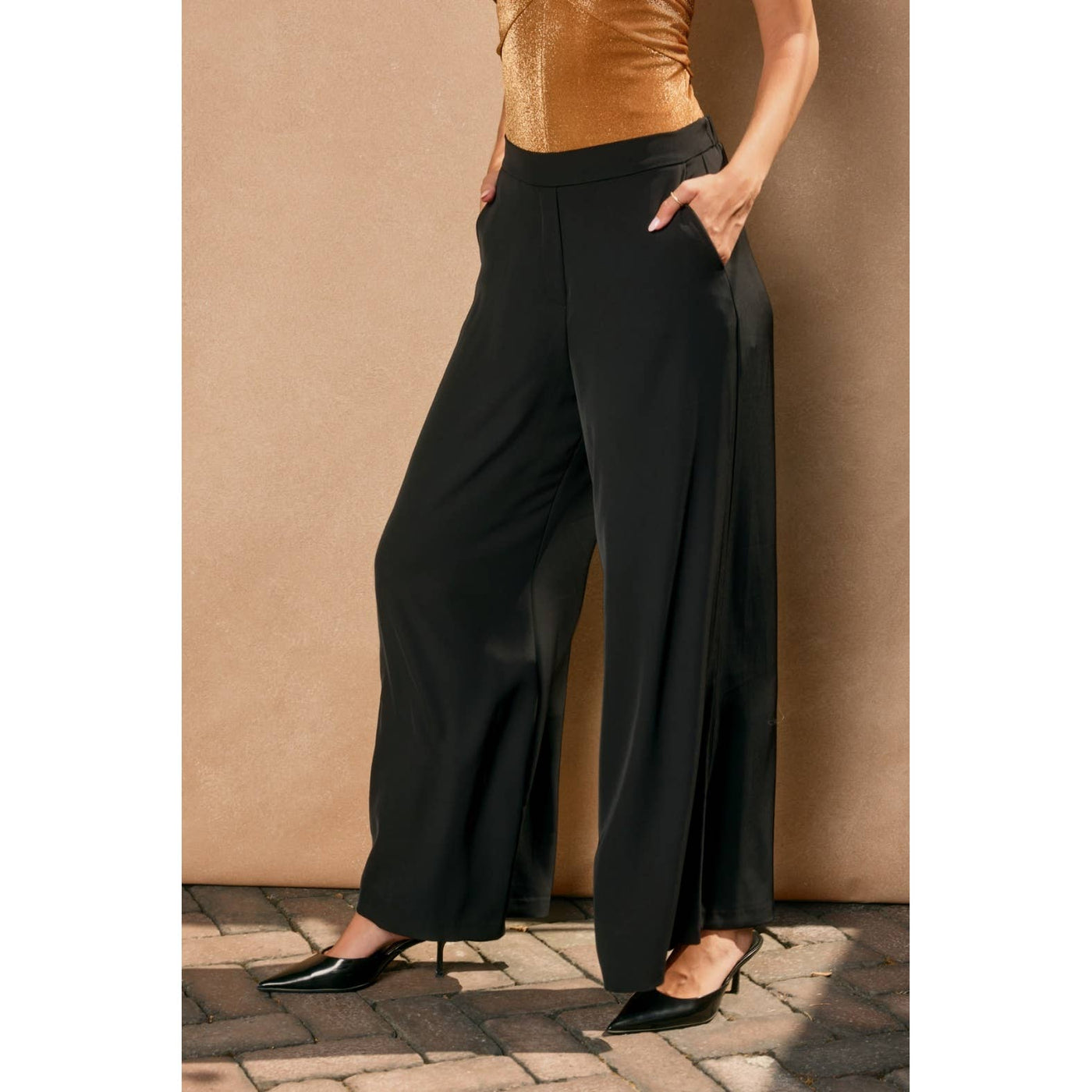 Wide Leg Pull-On Pants