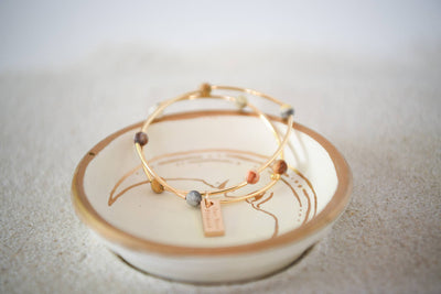Gemstone and Gold Tube Double Wrap Bracelets