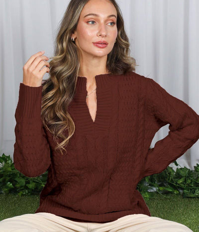 Cable V-Neck Knit