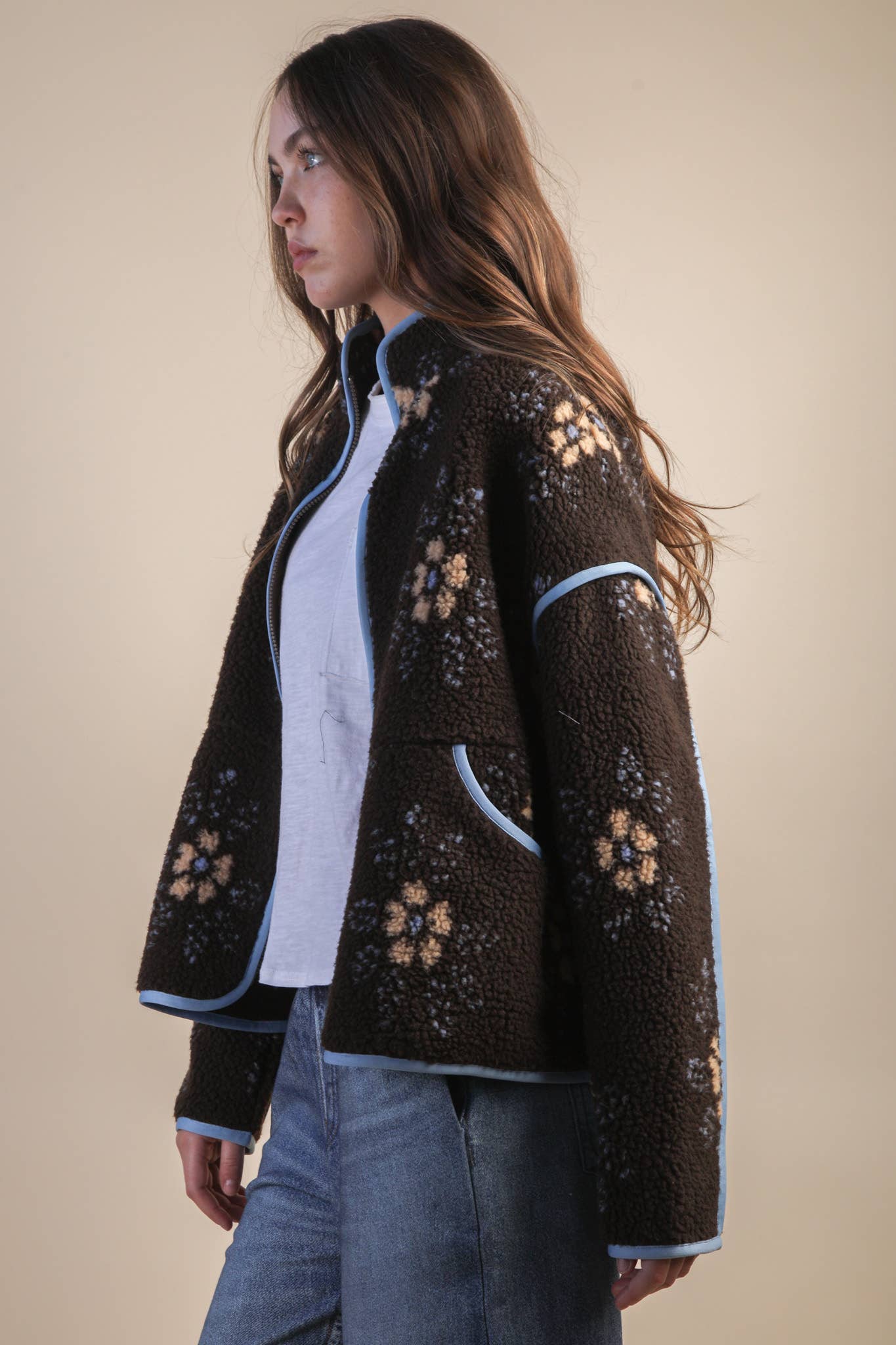 Floral Fleece Sherpa Jacket