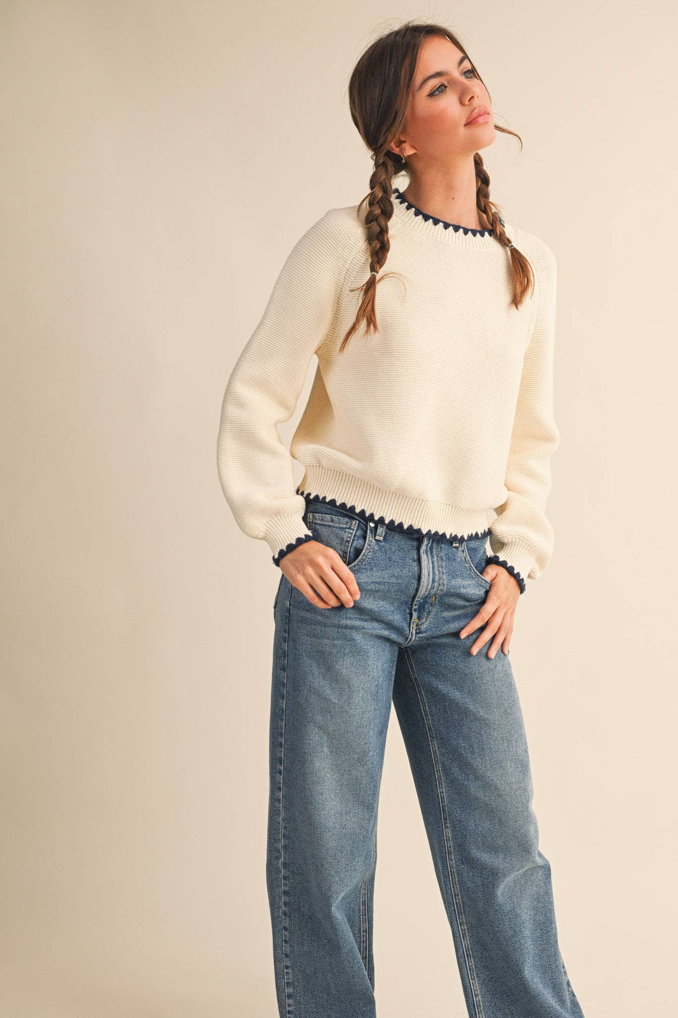 Navy Stitch Sweater