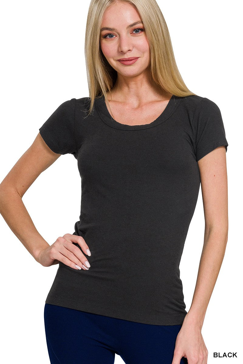 Basic Ribbed Short Sleeve