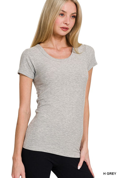 Basic Ribbed Short Sleeve