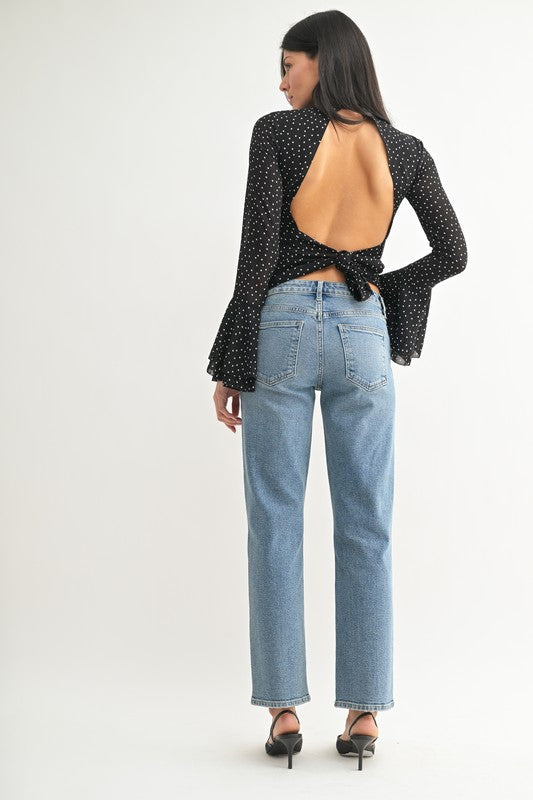 Clean Mid Rise Straight DARK WASH