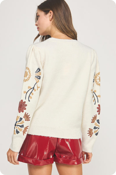 Floral Embroidered Sweater