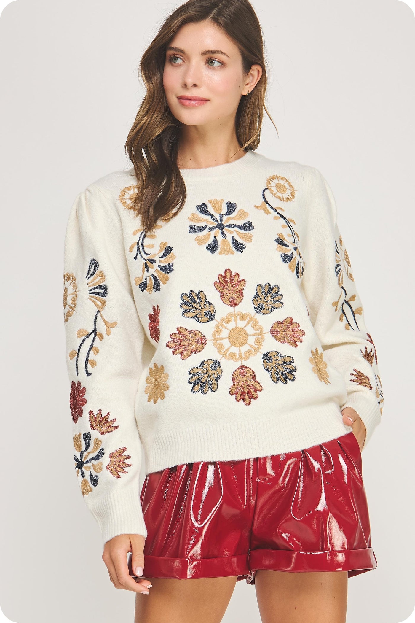 Floral Embroidered Sweater
