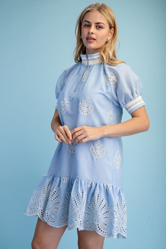 Sky Blue Eyelet Dress L