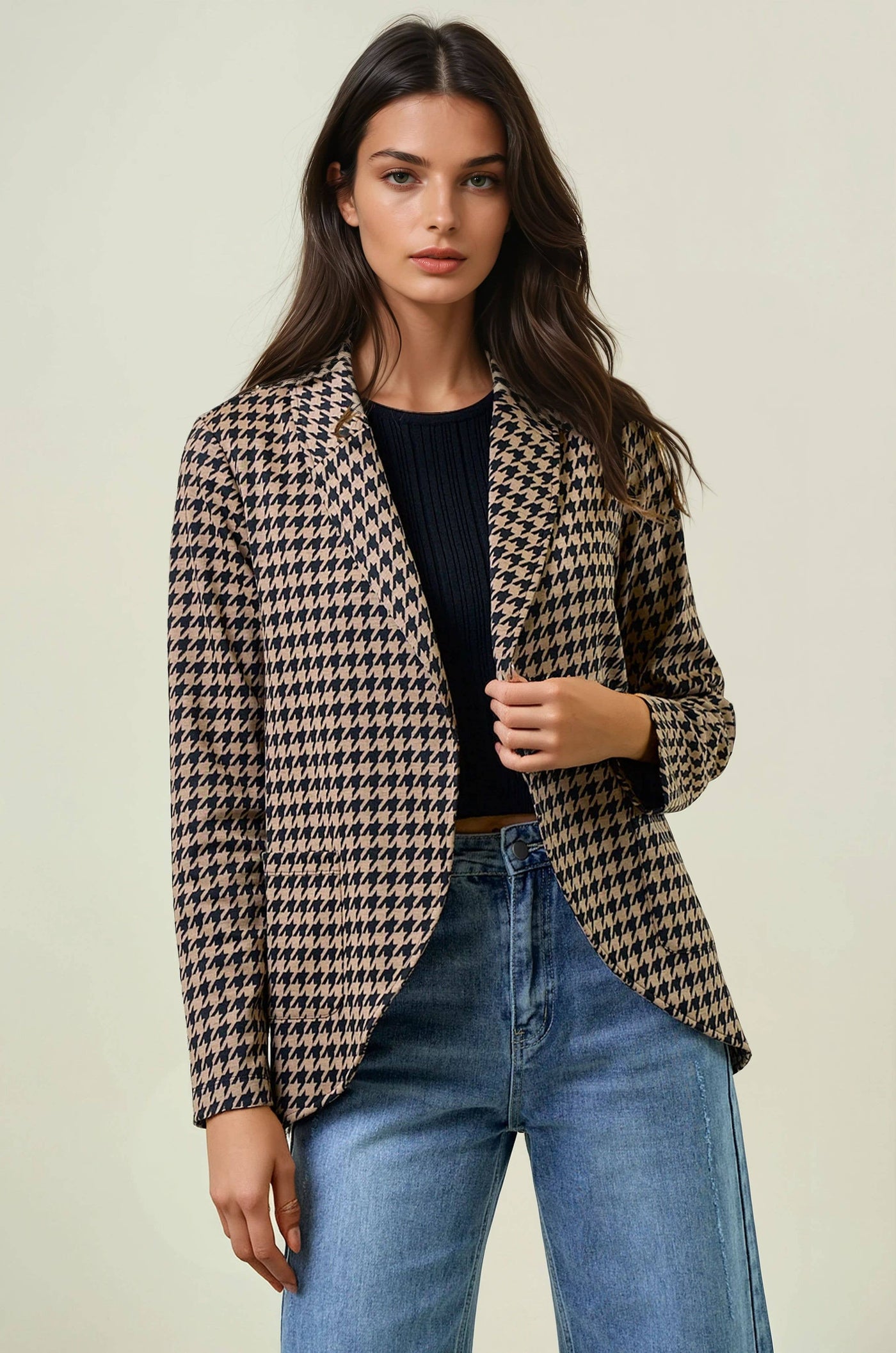 Houndstooth Shawl Blazer