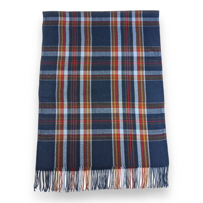Tartan woven scarf with tassels