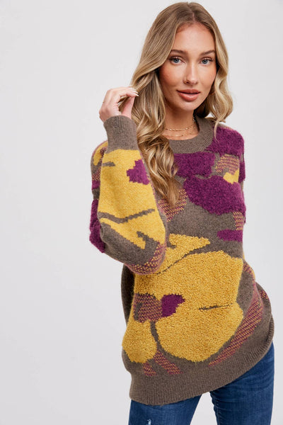 Boucle Floral Pullover