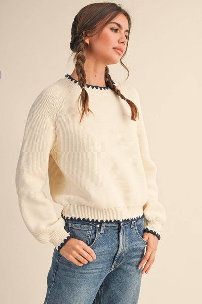 Navy Stitch Sweater