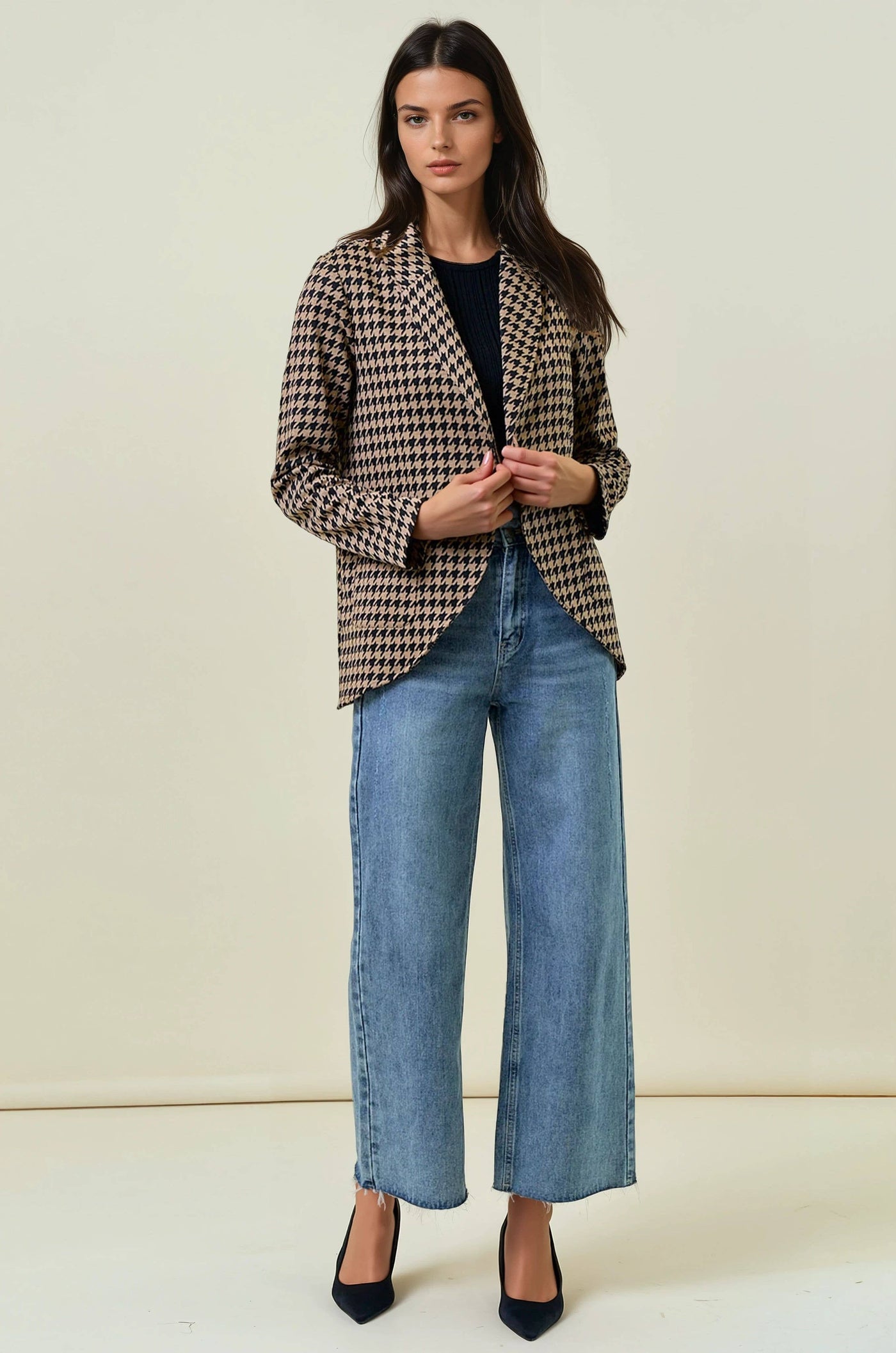 Houndstooth Shawl Blazer