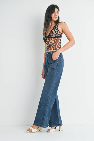 Denim Patch Pocket Wide Leg