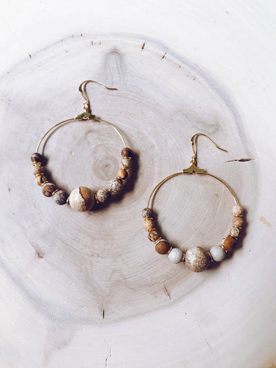 Missy Gemstone Hoop Collection: Bamboo Agate