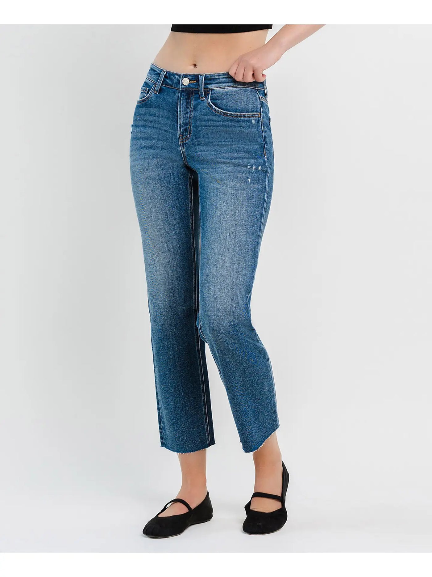 Mid Rise Ankle Crop Straight