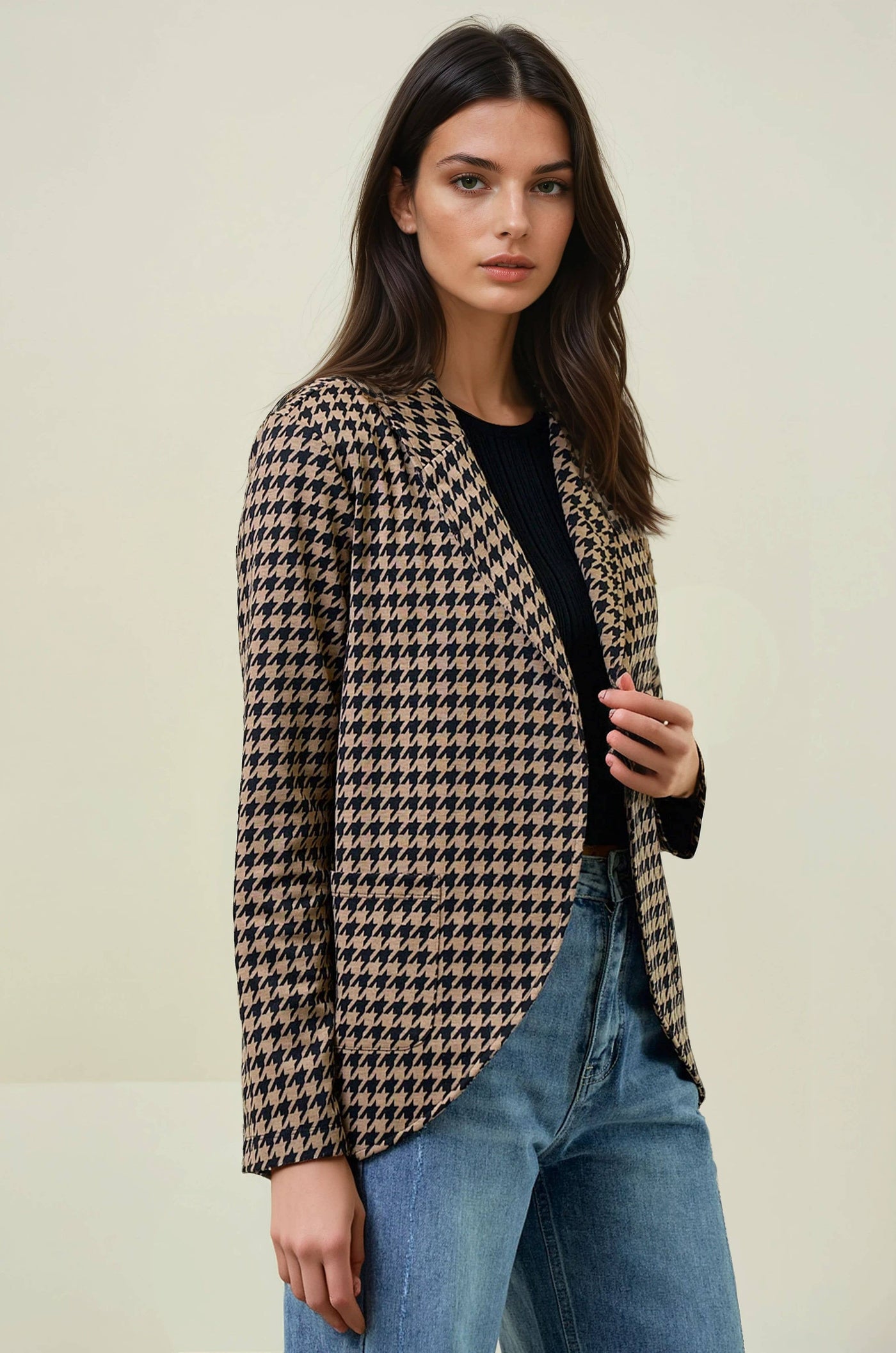 Houndstooth Shawl Blazer