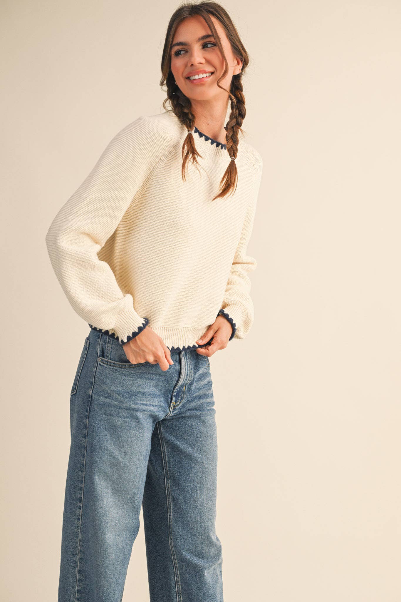 Navy Stitch Sweater