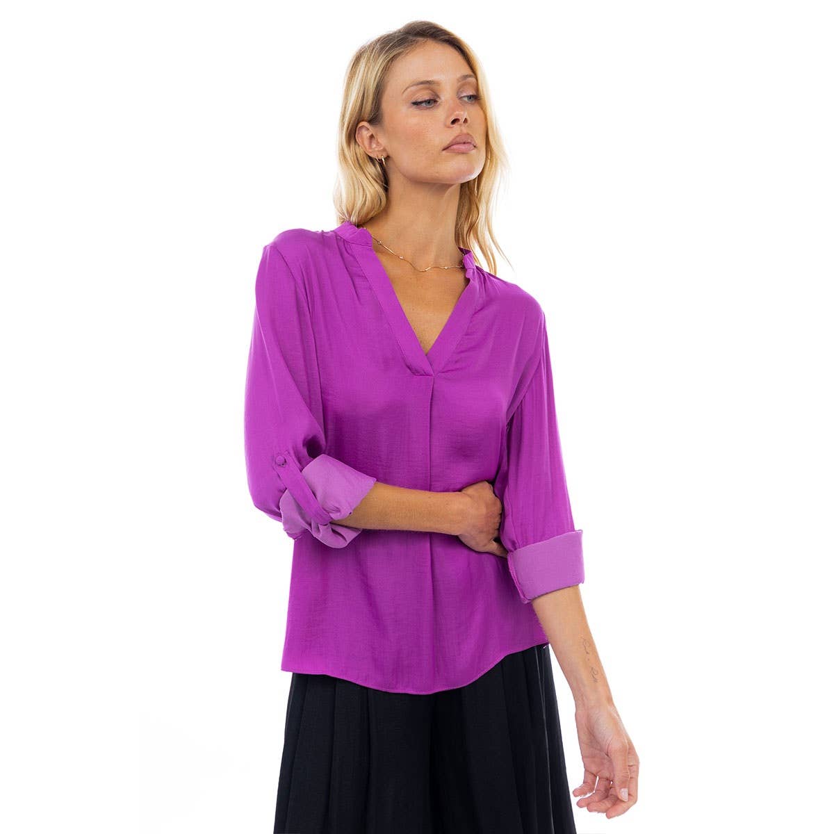Collar Band Blouse in Viola