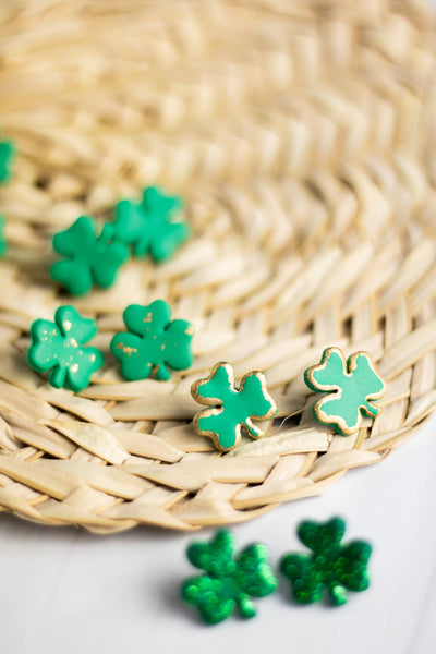 Shamrock Studs: Gold flaked