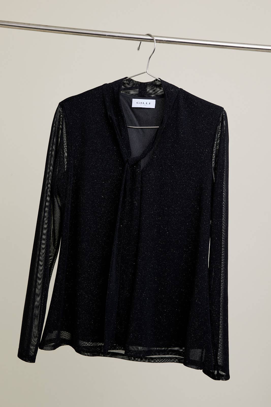 Shimmer Tie Neck Blouse