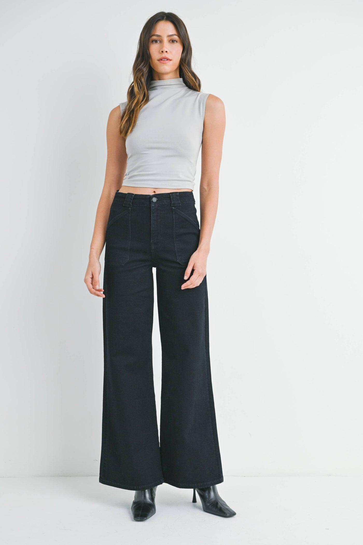 Patch Pocket Wide Leg Flare