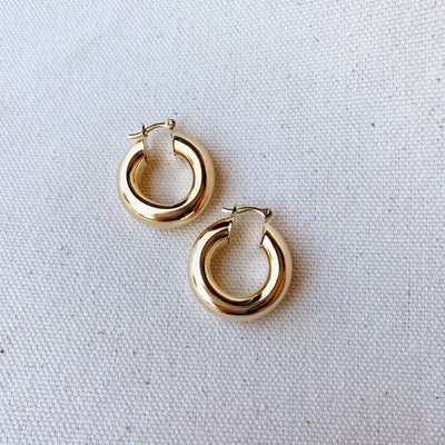 18k Gold Filled Thick Hoops