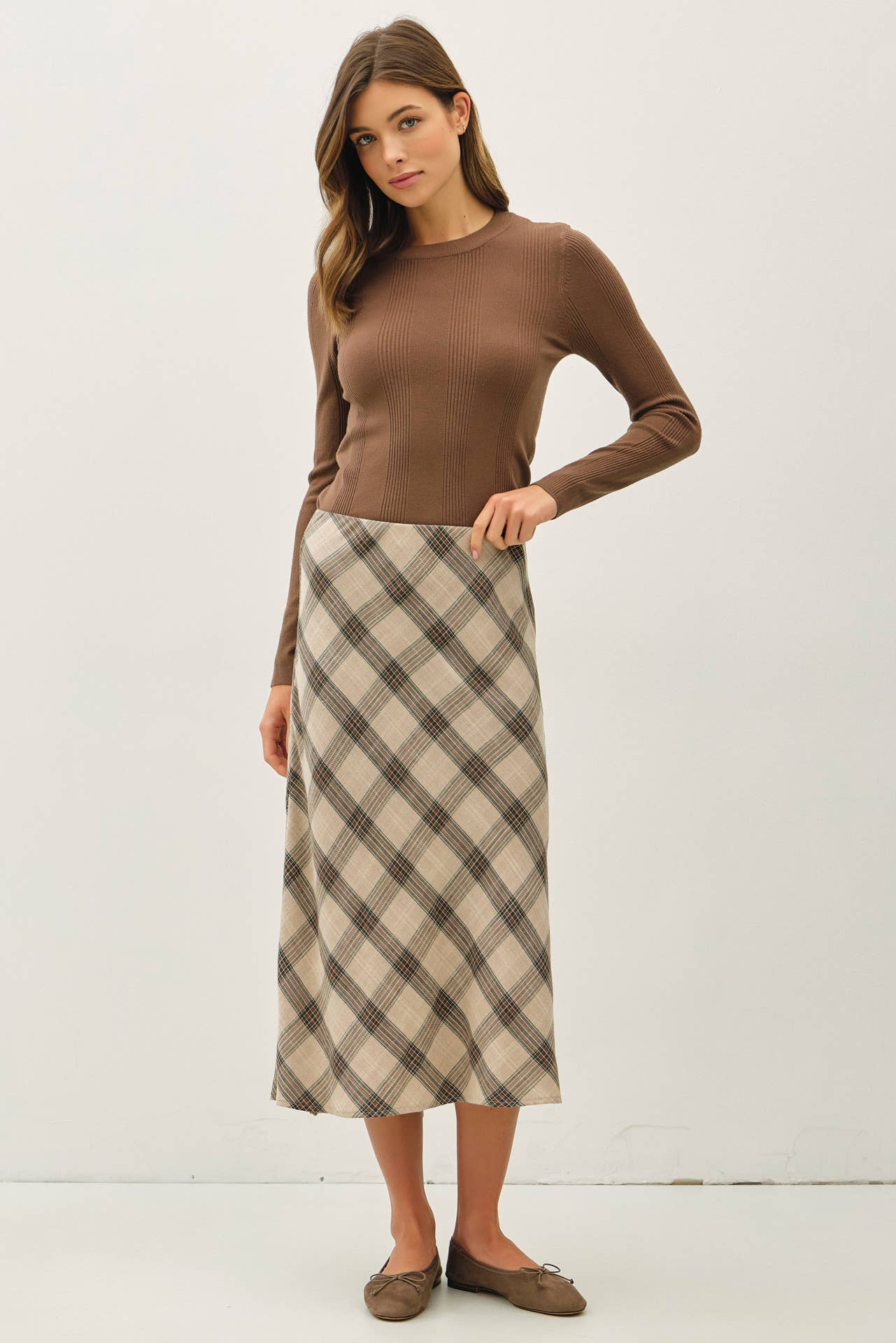 Plaid Midi Skirt