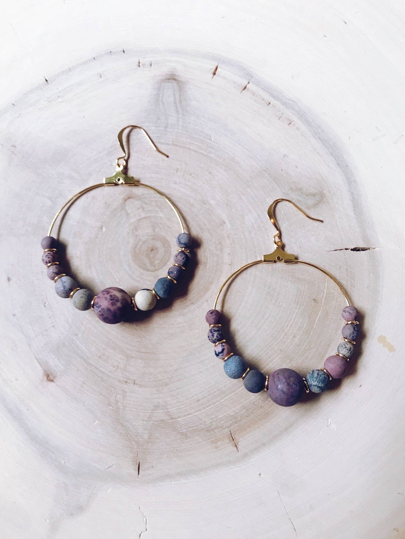 Missy Gemstone Hoop Collection: Bamboo Agate