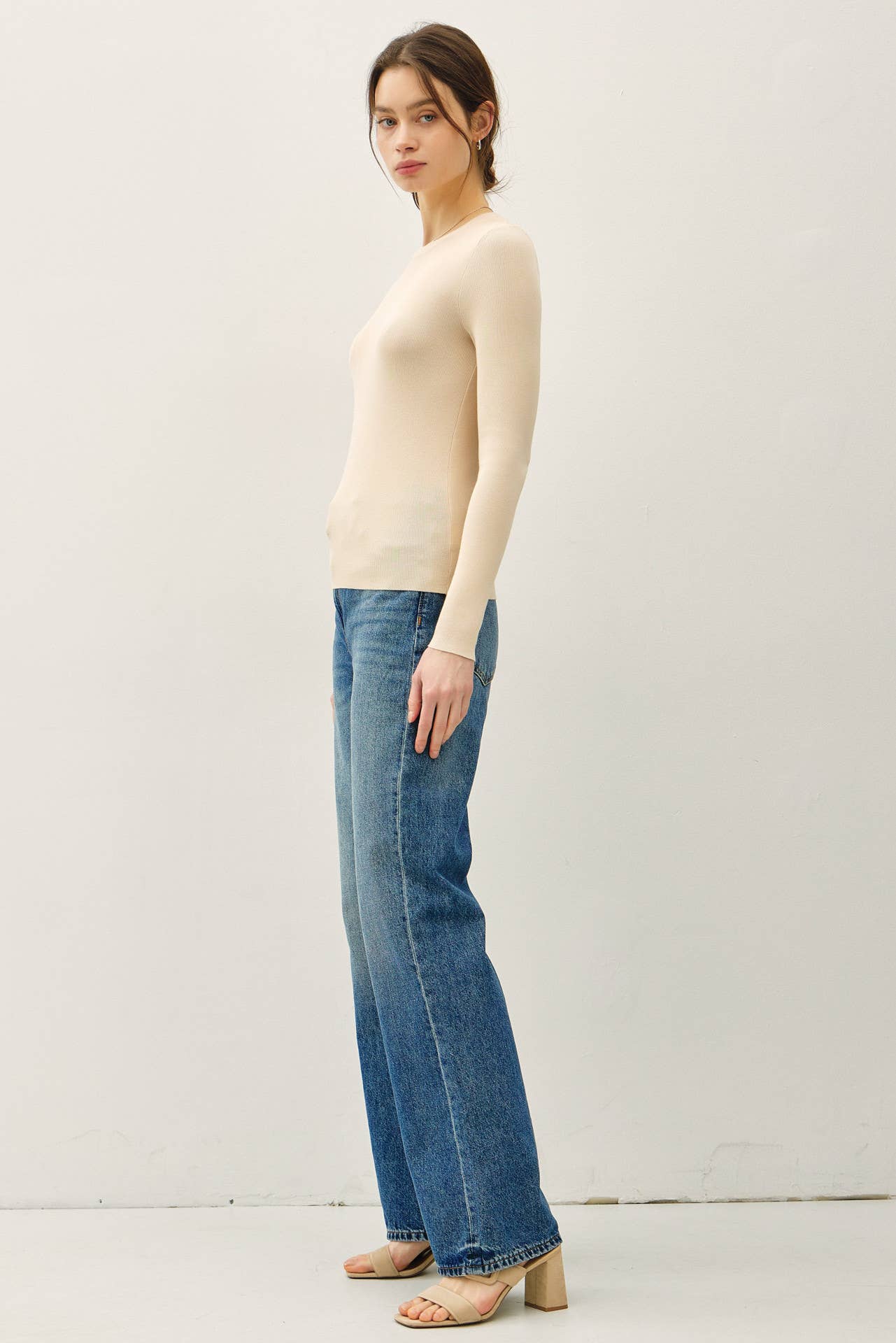 Ribbed Pullover in Cream