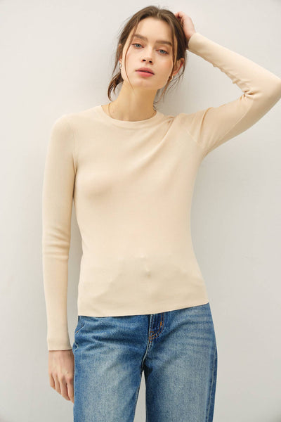 Ribbed Pullover in Cream