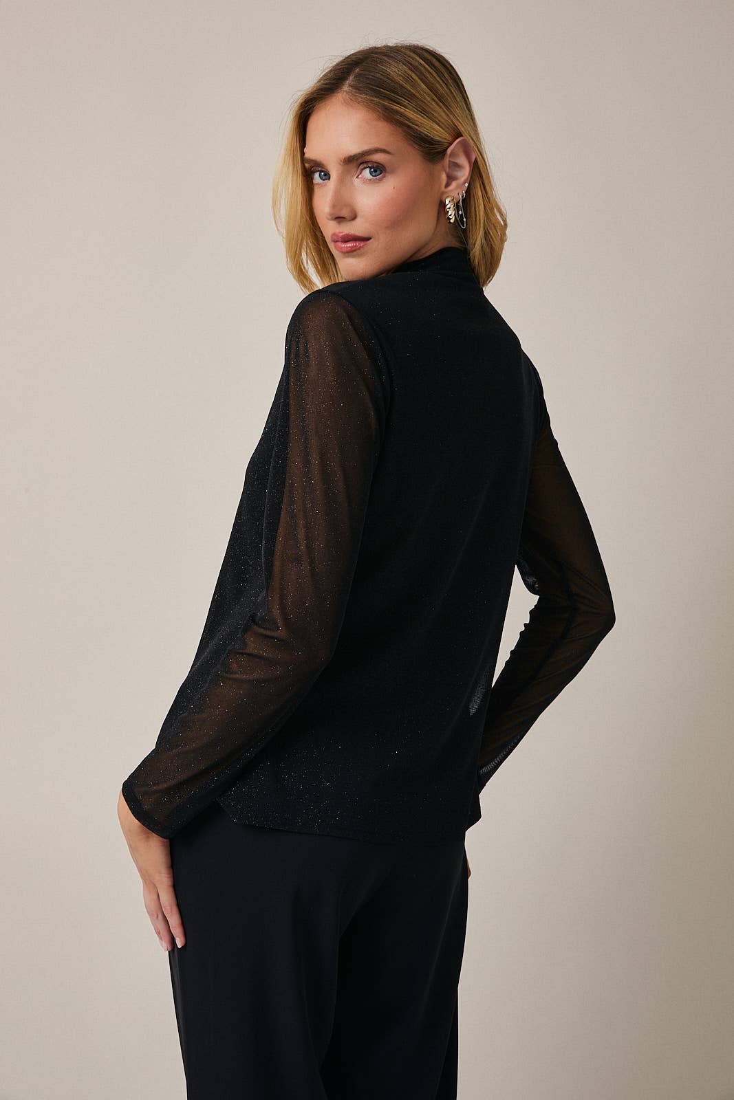 Shimmer Tie Neck Blouse