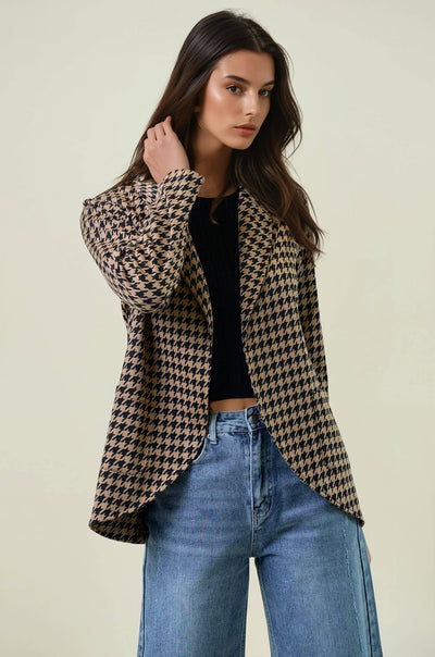 Houndstooth Shawl Blazer