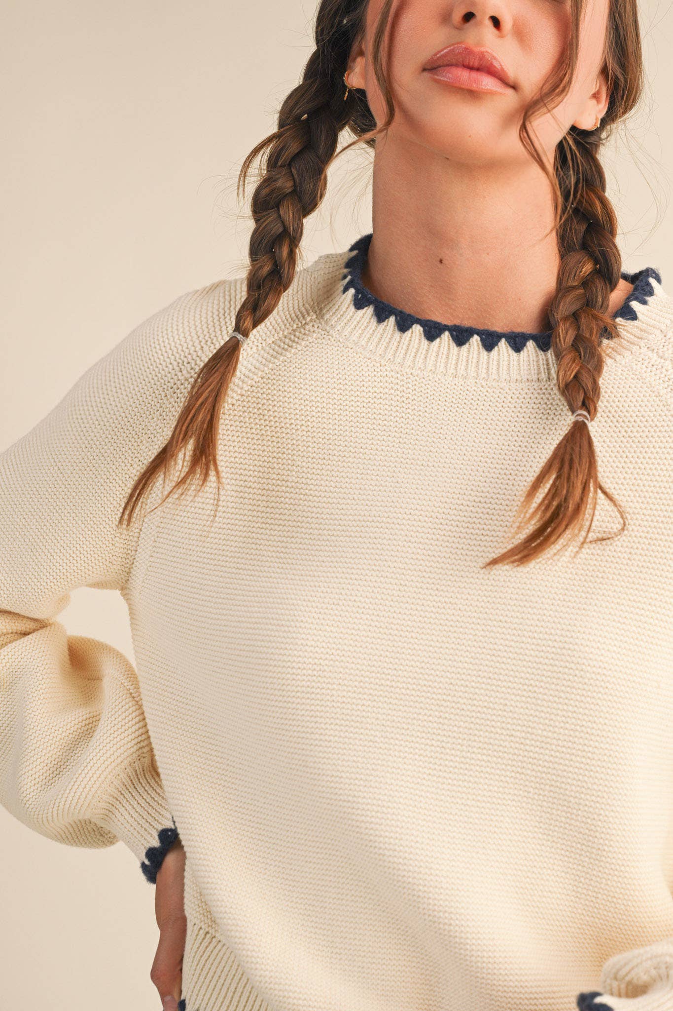 Navy Stitch Sweater