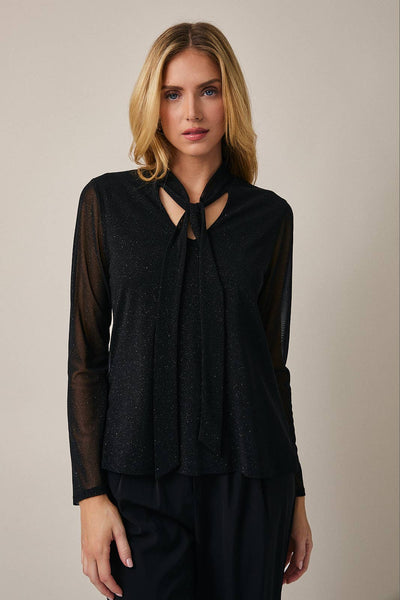 Shimmer Tie Neck Blouse
