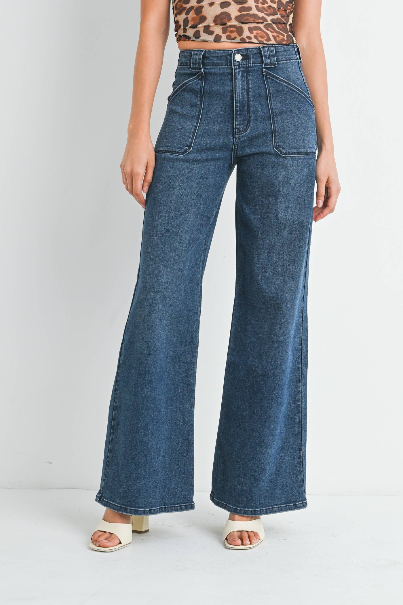 Denim Patch Pocket Wide Leg