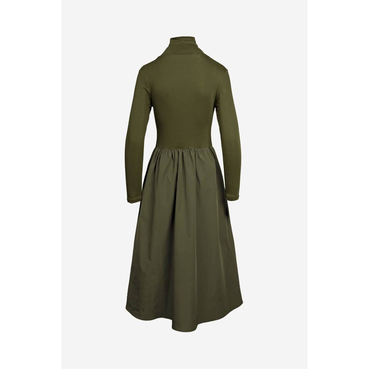 Mock Neck Mixed Media Maxi Dress