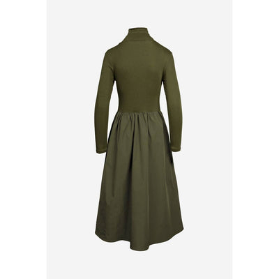 Mock Neck Mixed Media Maxi Dress