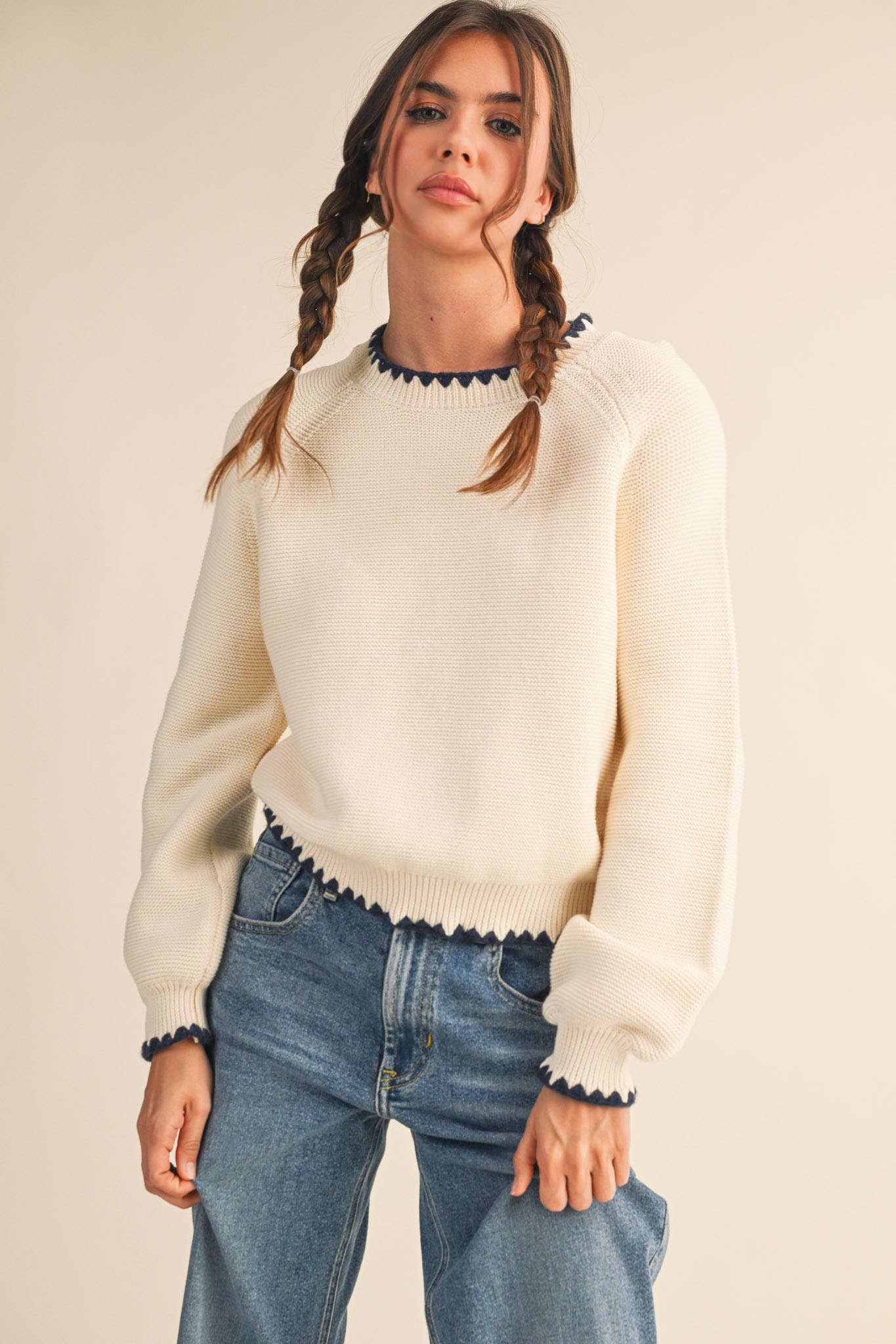 Navy Stitch Sweater