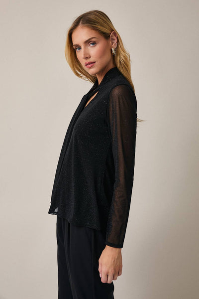 Shimmer Tie Neck Blouse