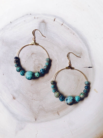 Missy Gemstone Hoop Collection: Bamboo Agate