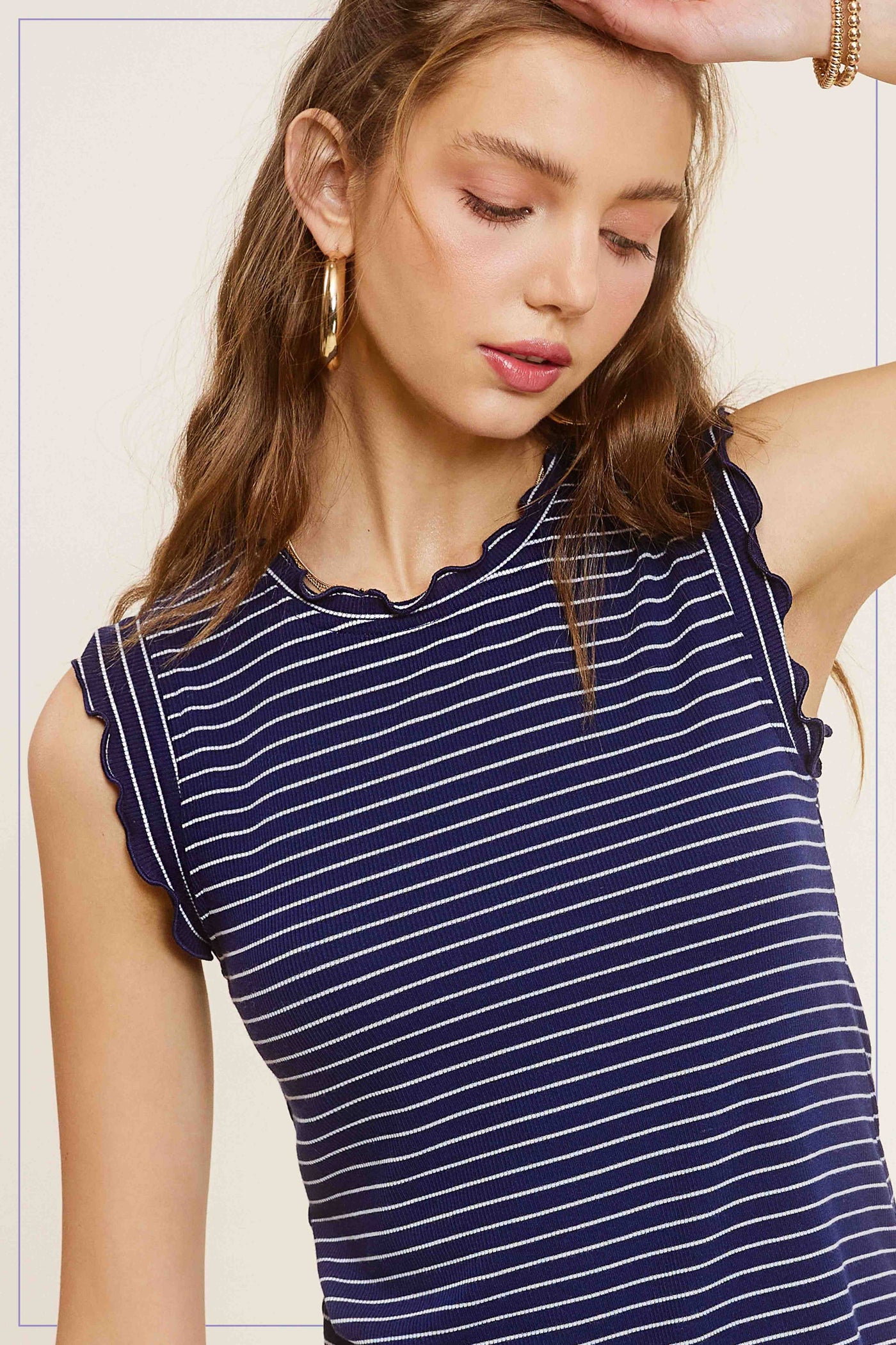 Brushed Ruffle Sleeve Tank