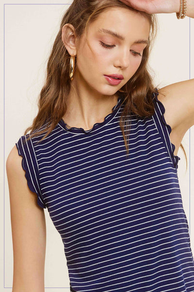 Brushed Ruffle Sleeve Tank