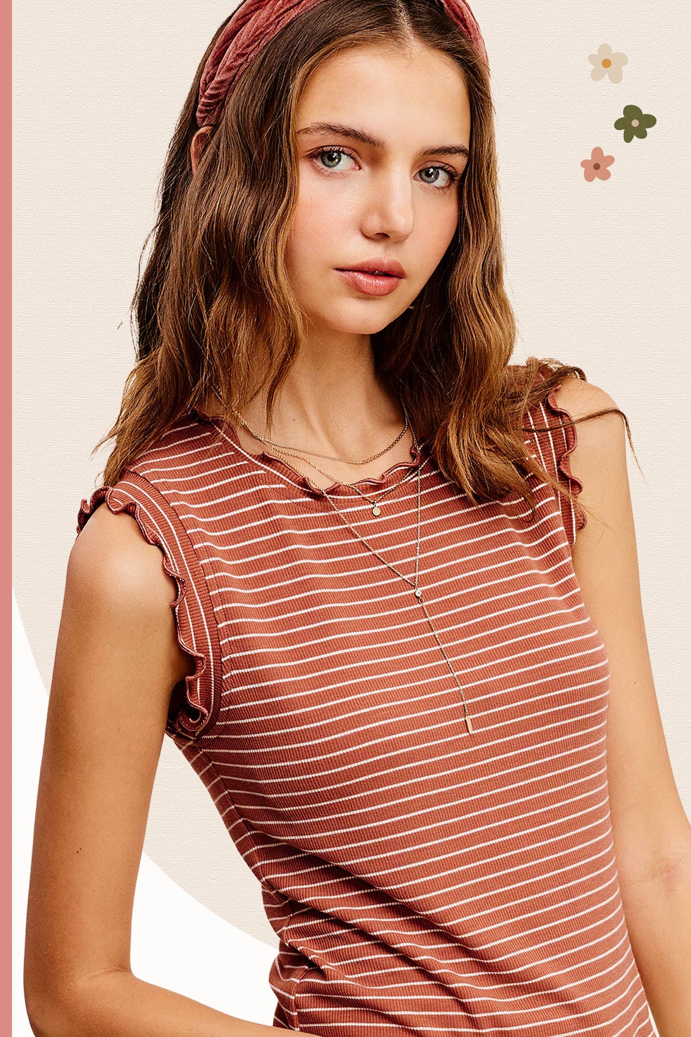Brushed Ruffle Sleeve Tank