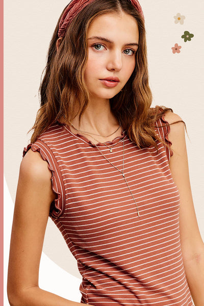Brushed Ruffle Sleeve Tank