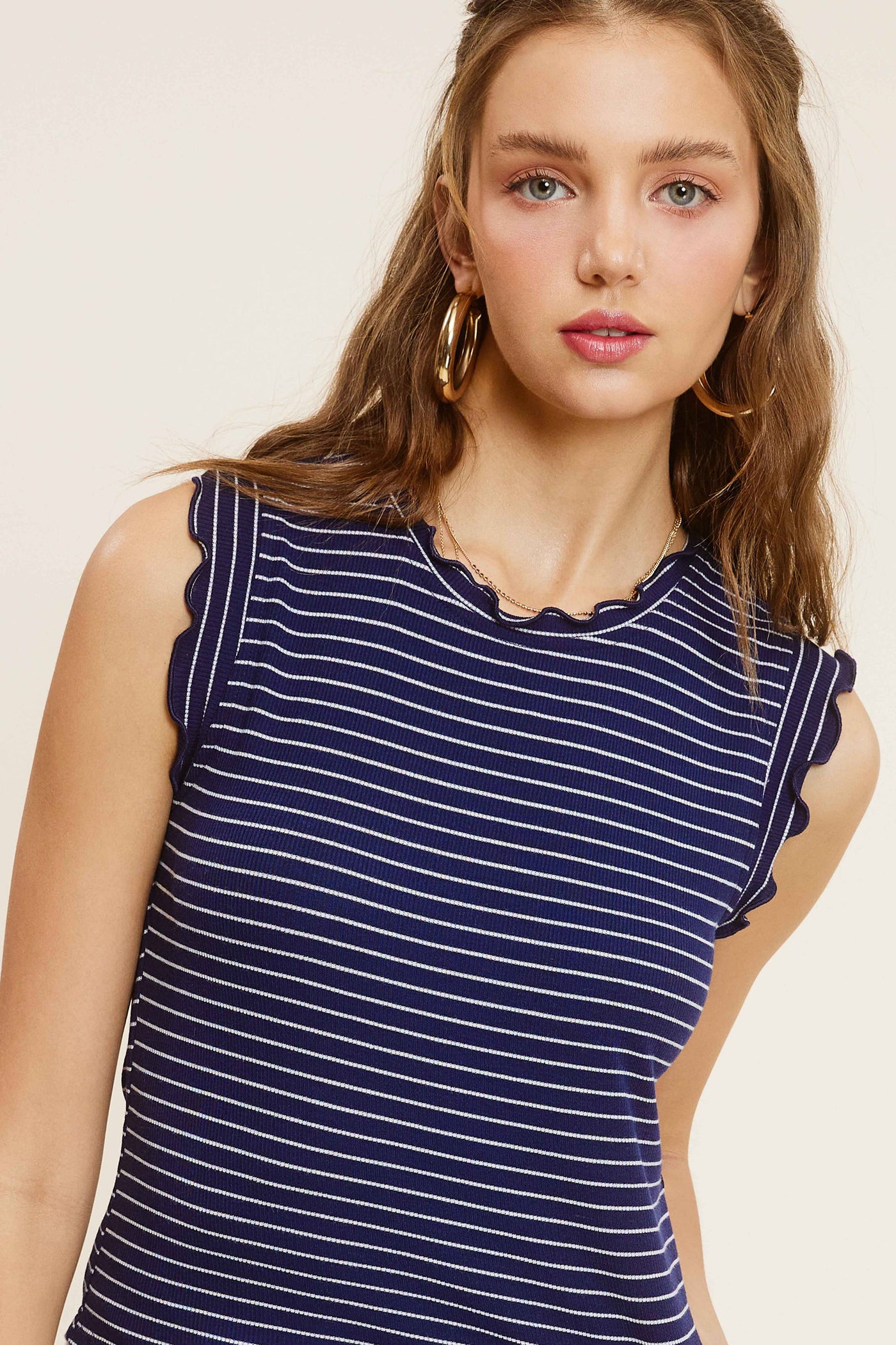Brushed Ruffle Sleeve Tank