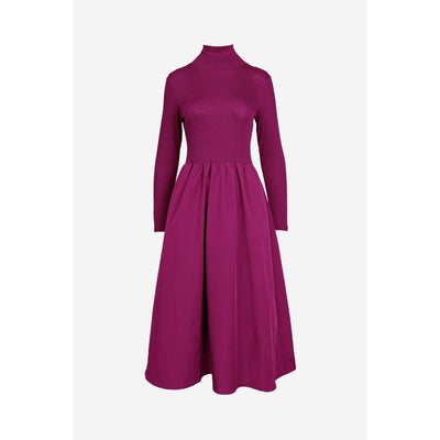 Mock Neck Mixed Media Maxi Dress