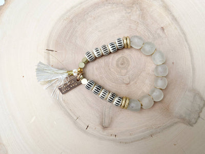 Recycled Glass Bracelets: Vintage Recycled Glass Bead Bracelet