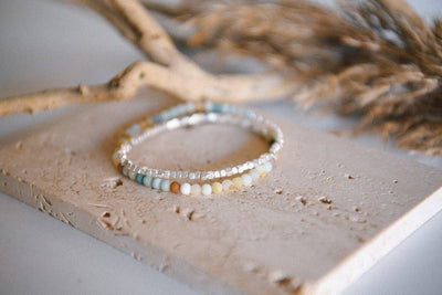Gemstone Double Wrap Silver