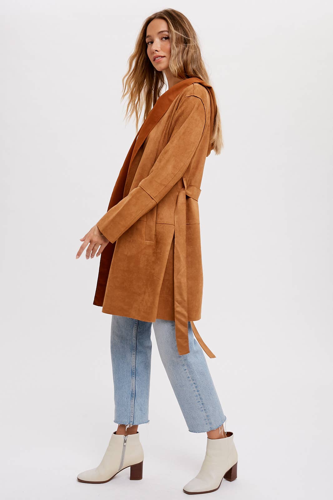 Suede-like Hooded Jacket in Coco